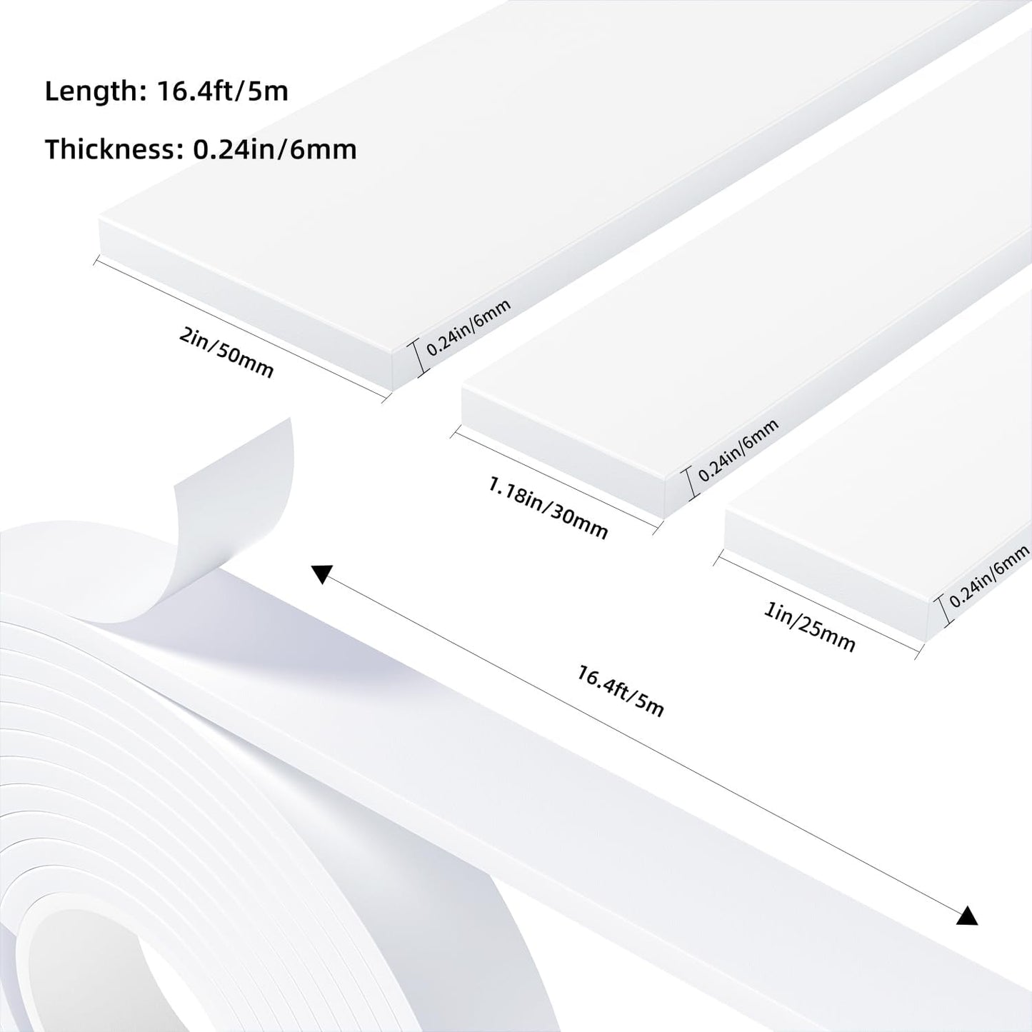 Weather Stripping Door Seal White,Self Adhesive Foam Tape,Window Insulation Weatherproof Gasket