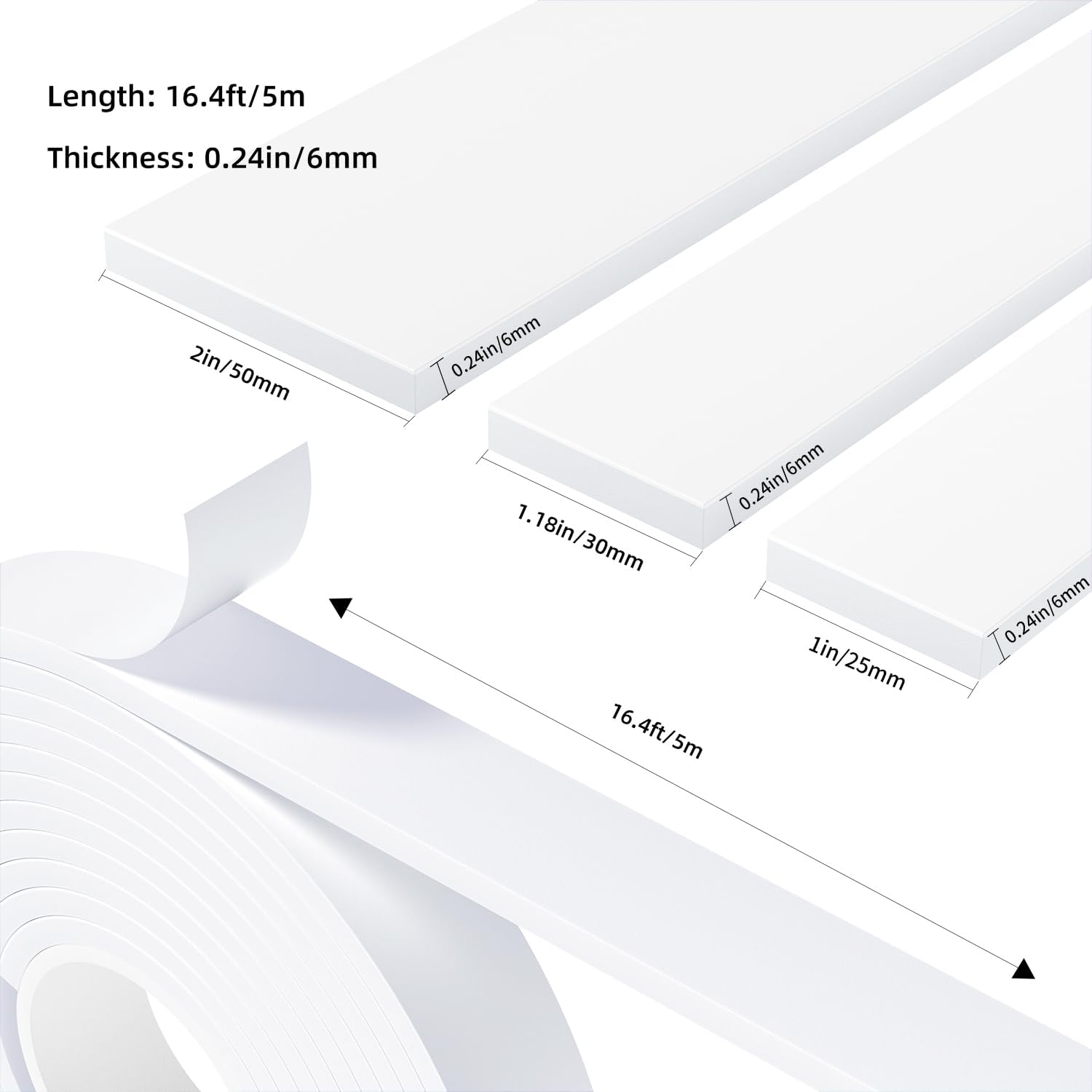 Weather Stripping Door Seal White,Self Adhesive Foam Tape,Window Insulation Weatherproof Gasket