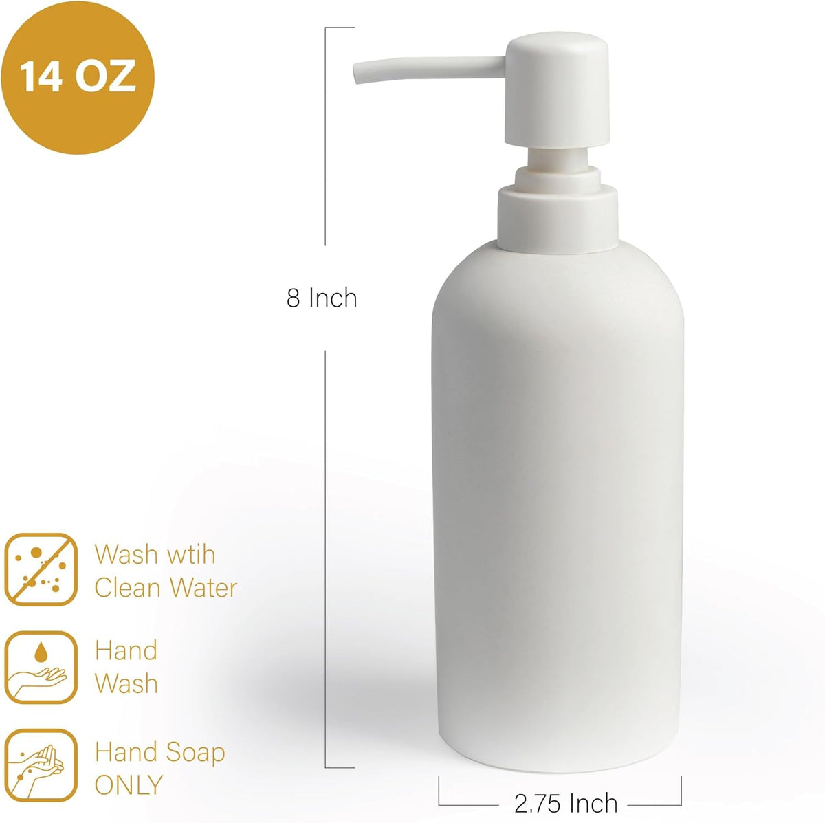 Soap Dispenser - Refillable Resin Pump Bottle for Shampoo, Body Wash, Shower Gel, Lotion, Dishsoap