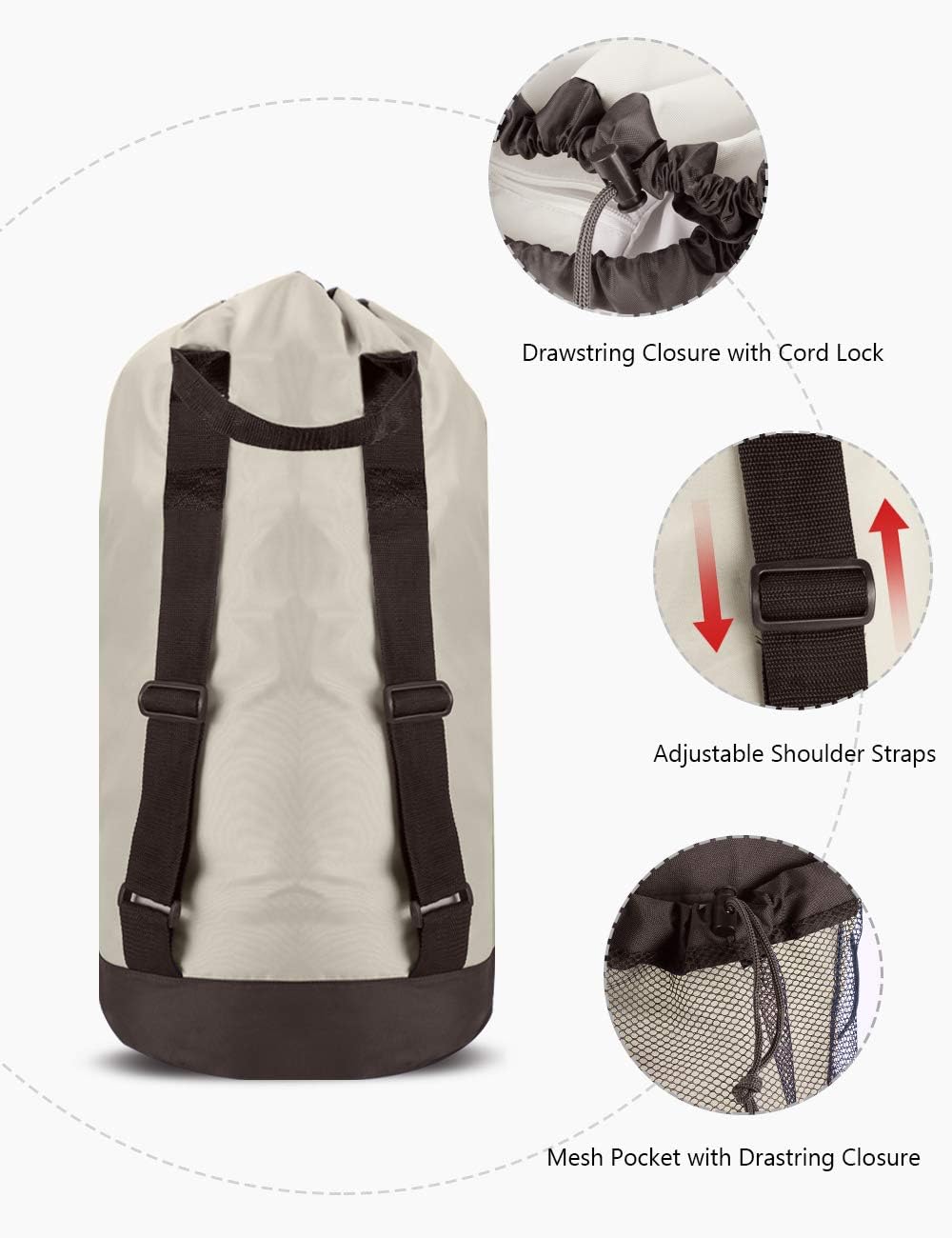 Dalykate Backpack Laundry Bag, 115L Large Hamper with Shoulder Straps, Drawstring Closure, Mesh