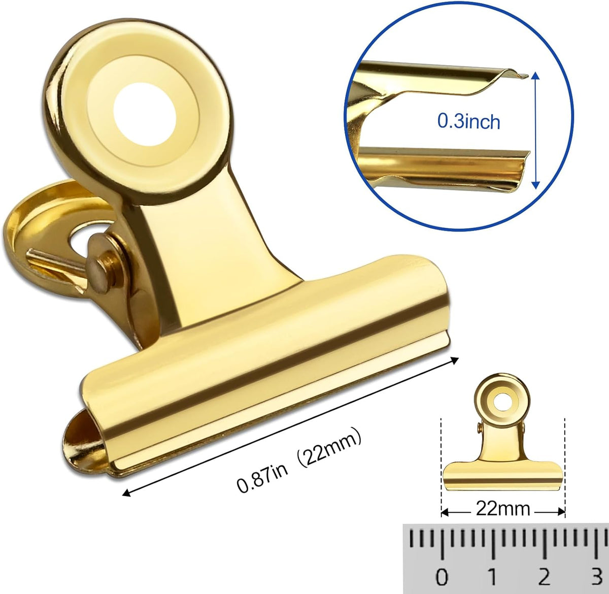 30 Pack Small Bull Clips 0.87 Inch Mini Metal Hinge Clips Binder Paper Hinge Clip for Office, Home
