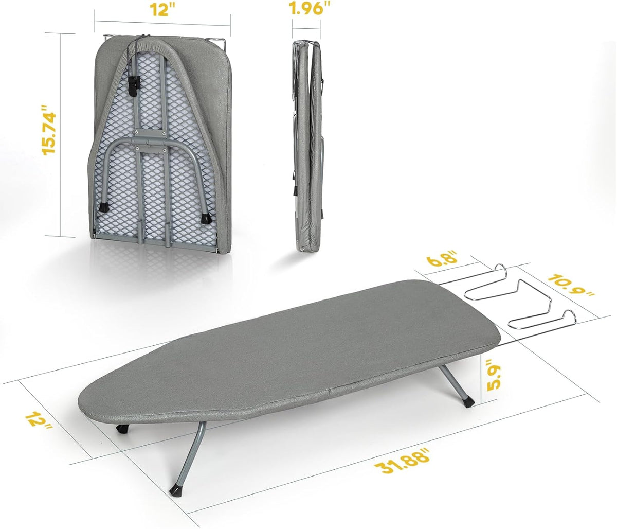 Metal Foldable Tabletop Ironing Board with Iron Rest, Portable Ironing Board Small with Heat