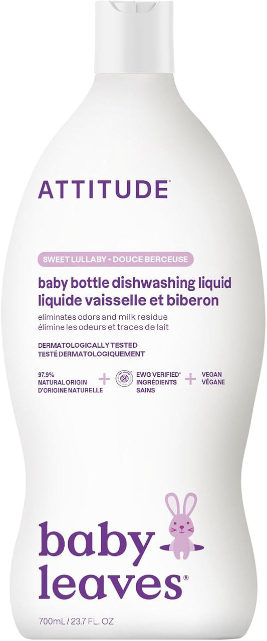 ATTITUDE Baby Dish Soap and Bottle Cleaner, EWG Verified Dishwashing Liquid, No Added Dyes or