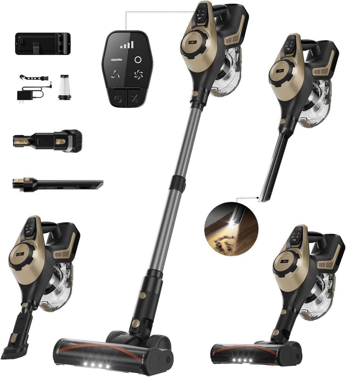 Cordless Vacuum Cleaner, 30Kpa Home Stick Vacuum, Smart Display & 1.5L Dust Cup, 55mins Max