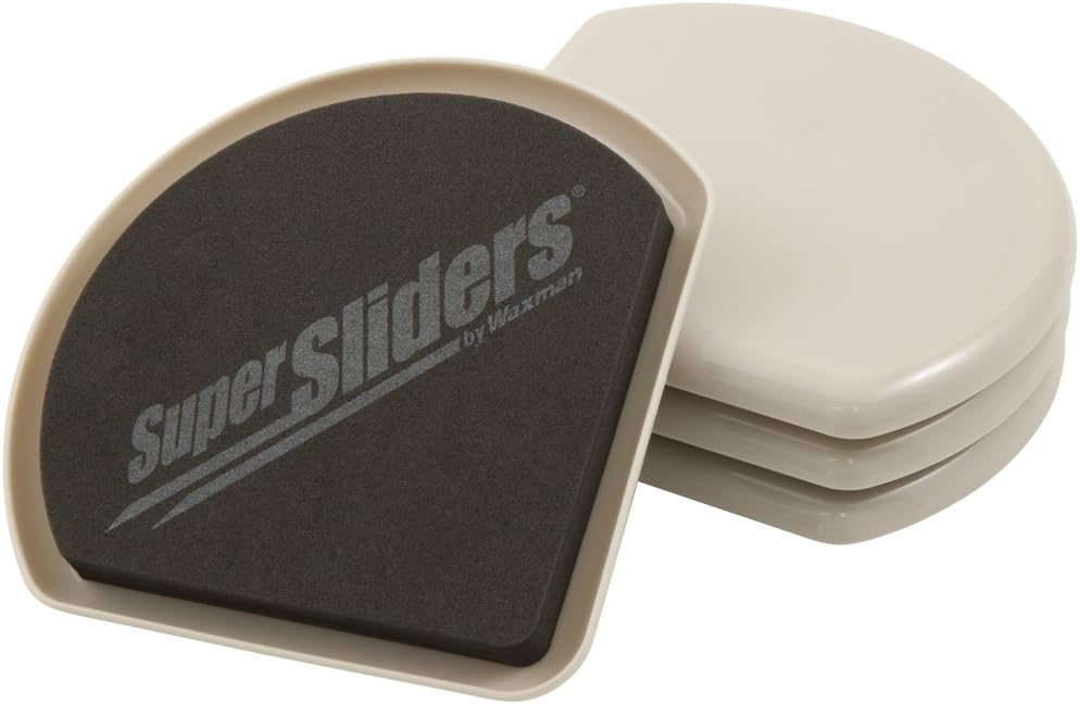 Super Sliders 5 Inch Square Corner Plastic Reusable Furniture Sliders for Carpeted Floors, Durable