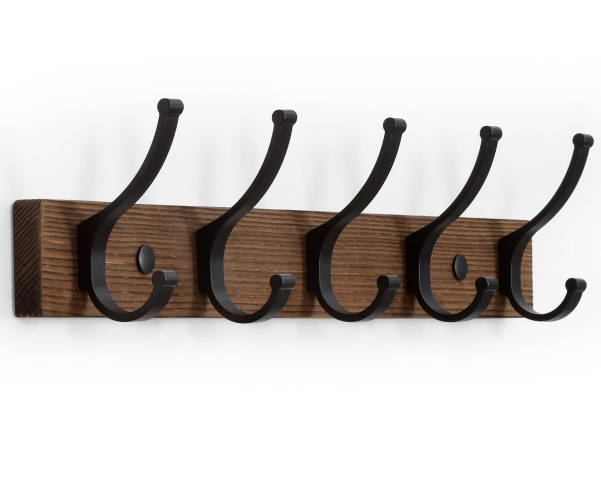 Optish Coat Rack Wall Mount, 16.5 Inches Wood Coat Hooks, Wall Hooks for Hanging, Hat Rack Bag