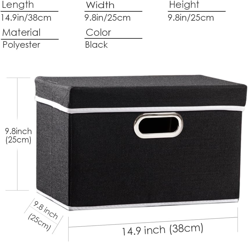 PRANDOM Foldable Storage Box with Lid [1-Pack] Fabric Collapsible Storage Bin Organizer Container