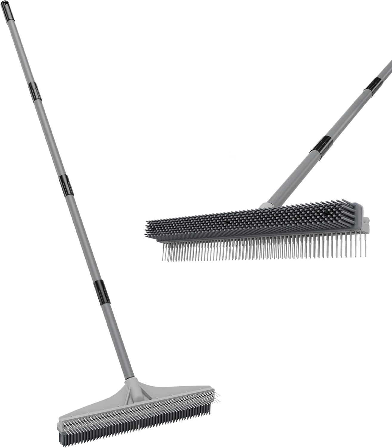 Walensee Carpet Rake for Pet Hair Removal, 61" Carpet Hair Cleaning Tool with Adjustable Long