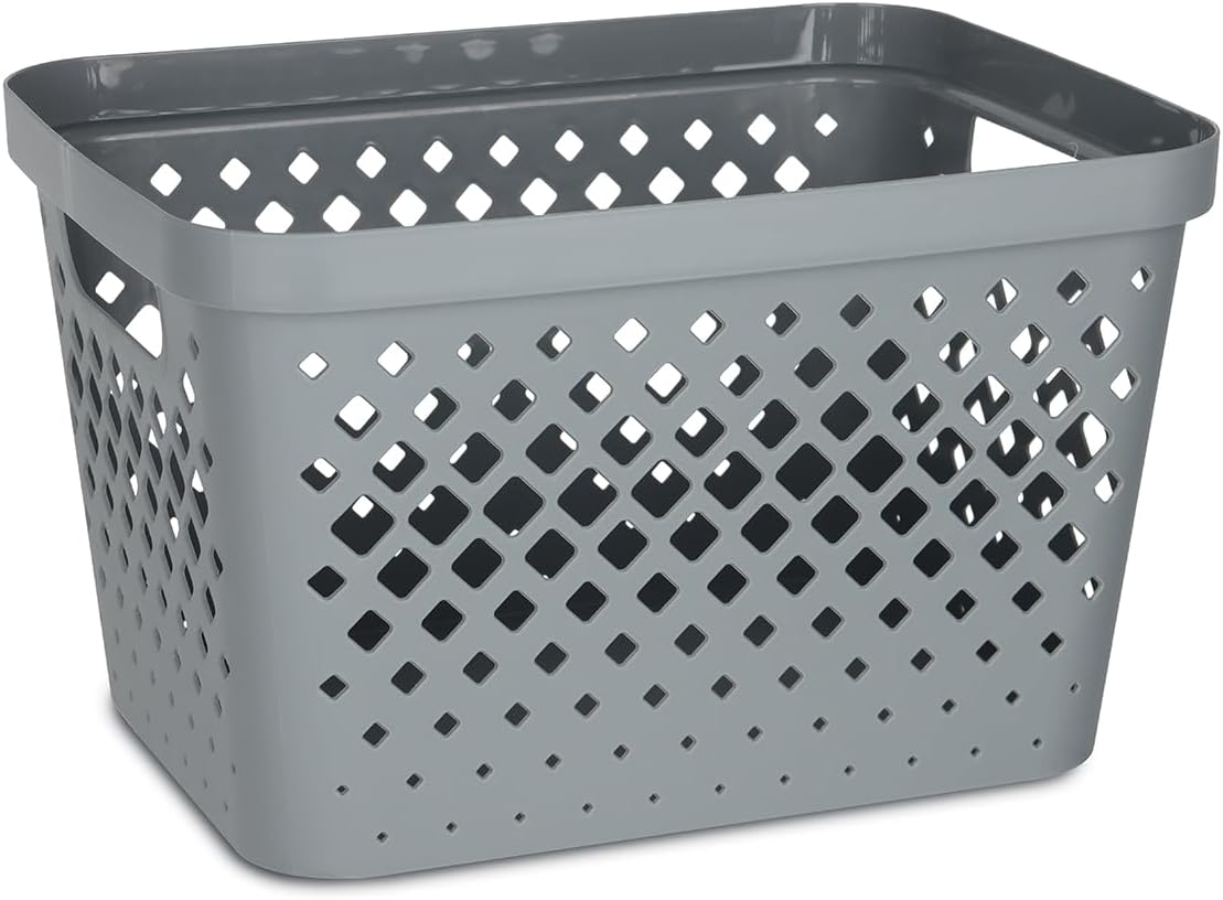 Glad Plastic Storage Basket Set, Value Pack of 6 | Open Storage Bins for Shelves, Bathroom, Pantry