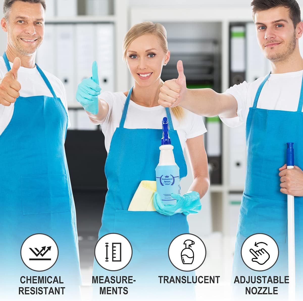 Plastic Spray Bottle (3 Pack, 24 Oz, 3 Colors) Heavy Duty All-Purpose Empty Spraying Leak Proof