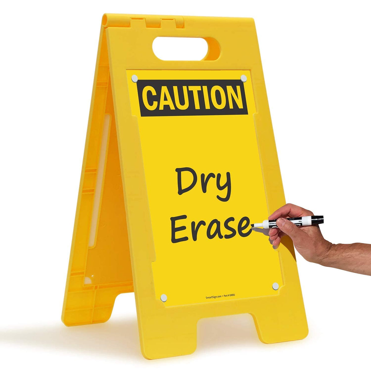 SmartSign - SF-0127-FB-25x12-DE Caution Blank Write-On Folding Floor Sign With Dry Erase Finish By