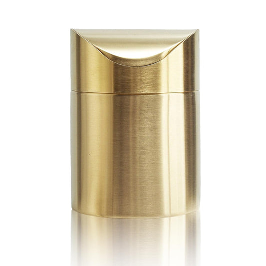 Stainless Steel Trash Can with Swing Lid, Mini Countertop Trash Bin Bathroom, Golden Desktop