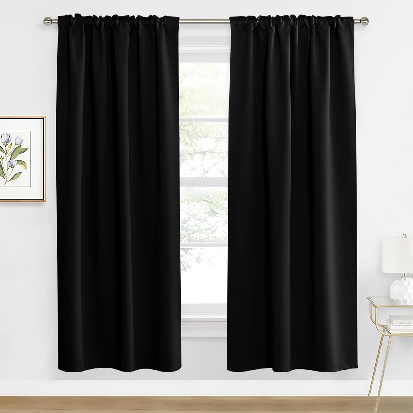 RYB HOME Blackout Curtains for Living Room, Back Tab & Rod Pocket Top Insulating Window Decor for