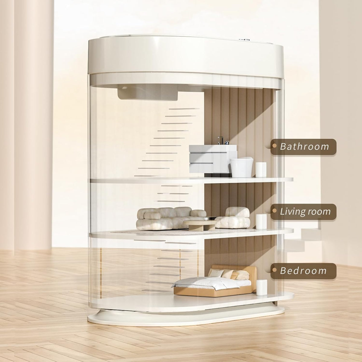 MRBIN Small Trash Can for Bathroom, Automatic Touch Less Garbage Bin with Lid, 2 Gallon Plastic