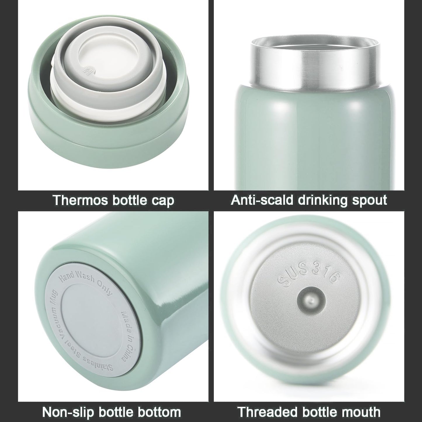 10oz Mini Water Bottle Stainless Steel Thermos Small Flask - Insulated Vacuum, Leak Proof, Keeps