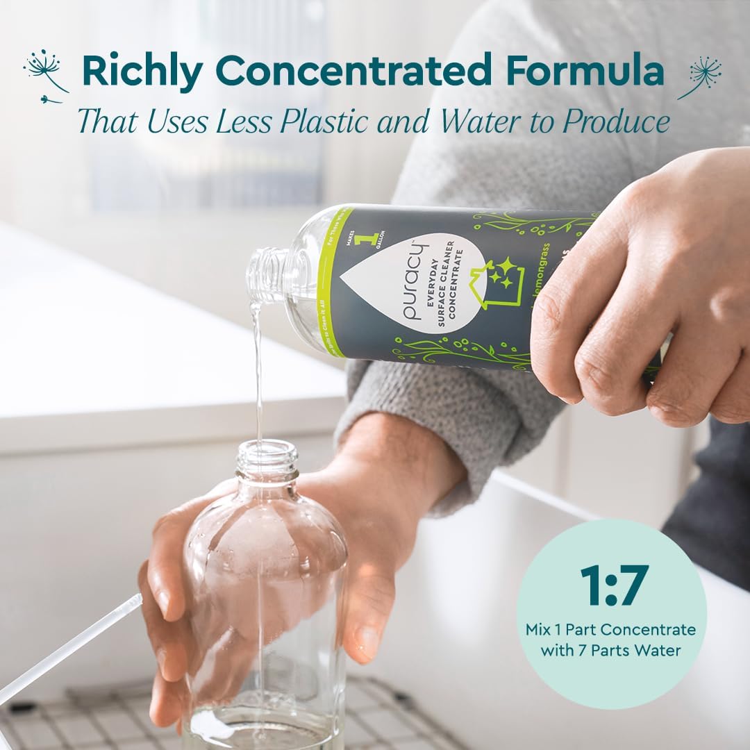 Puracy 99.9% Natural All Purpose Cleaner Concentrate - Makes 128oz Multi Purpose Cleaner - Green