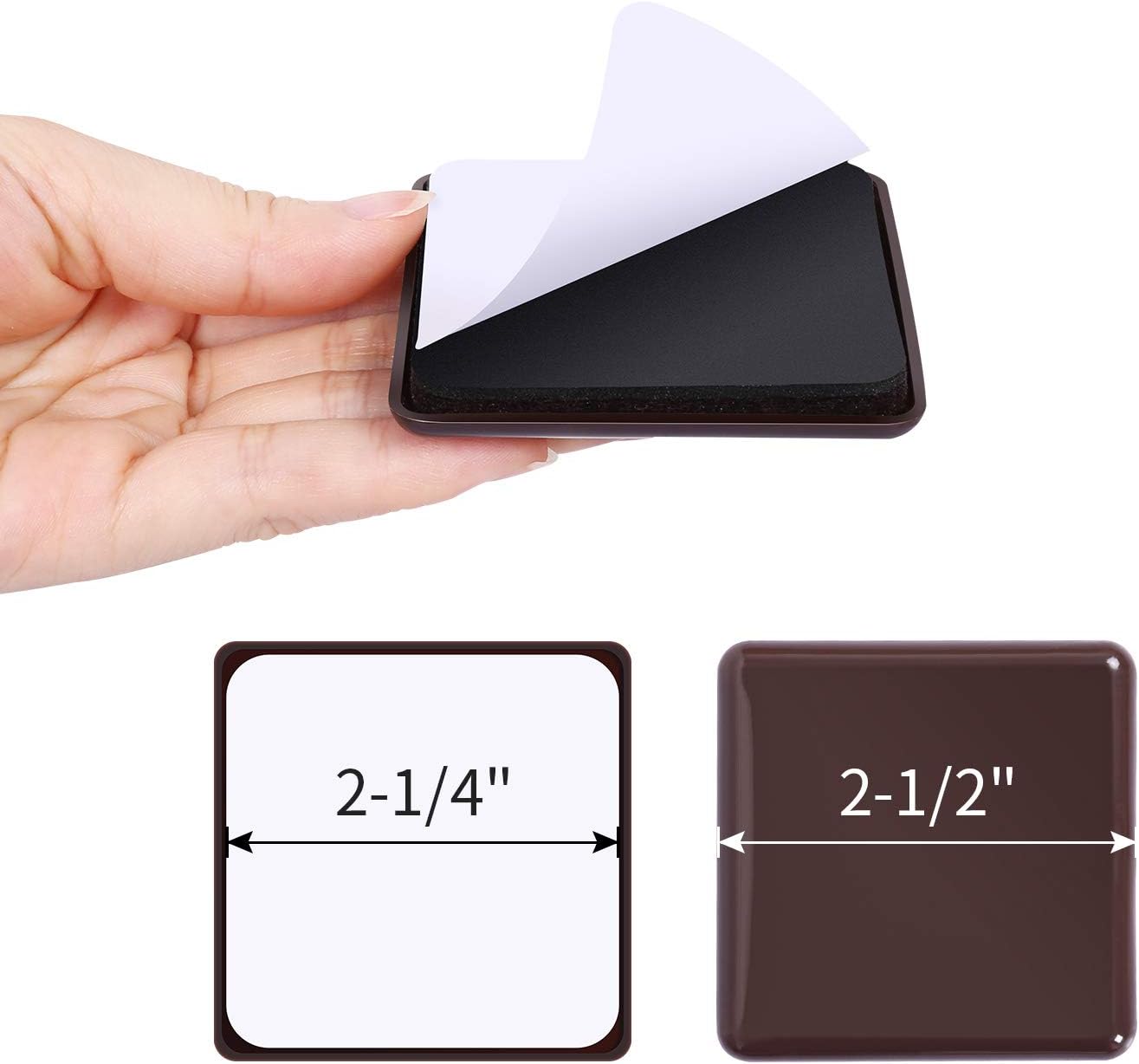 Ezprotekt 16 Pcs Self-Stick Furniture Movers Sliders for Carpet, 2.5 inch Square Self-Adhesive