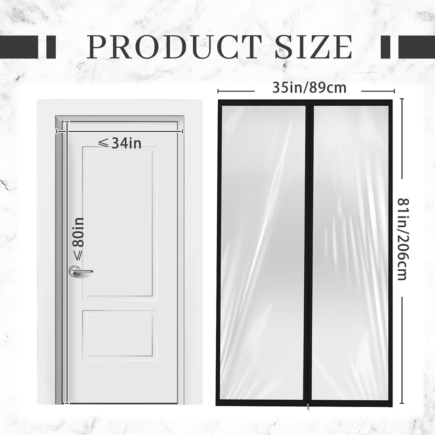 Amylove Zipper 34 x 80 Inch Dust Barrier Door Kit Construction Door Barrier 2.8 x 6.7 ft Reusable