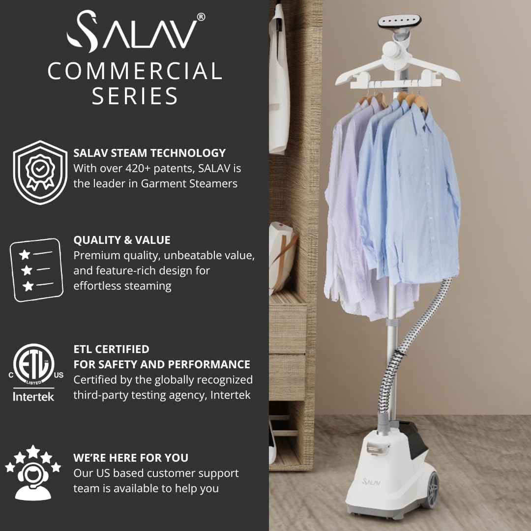SALAV® Heavy Duty Smart Auto Shut-off Commercial Full-Size Garment Steamer, Beeping Alert when