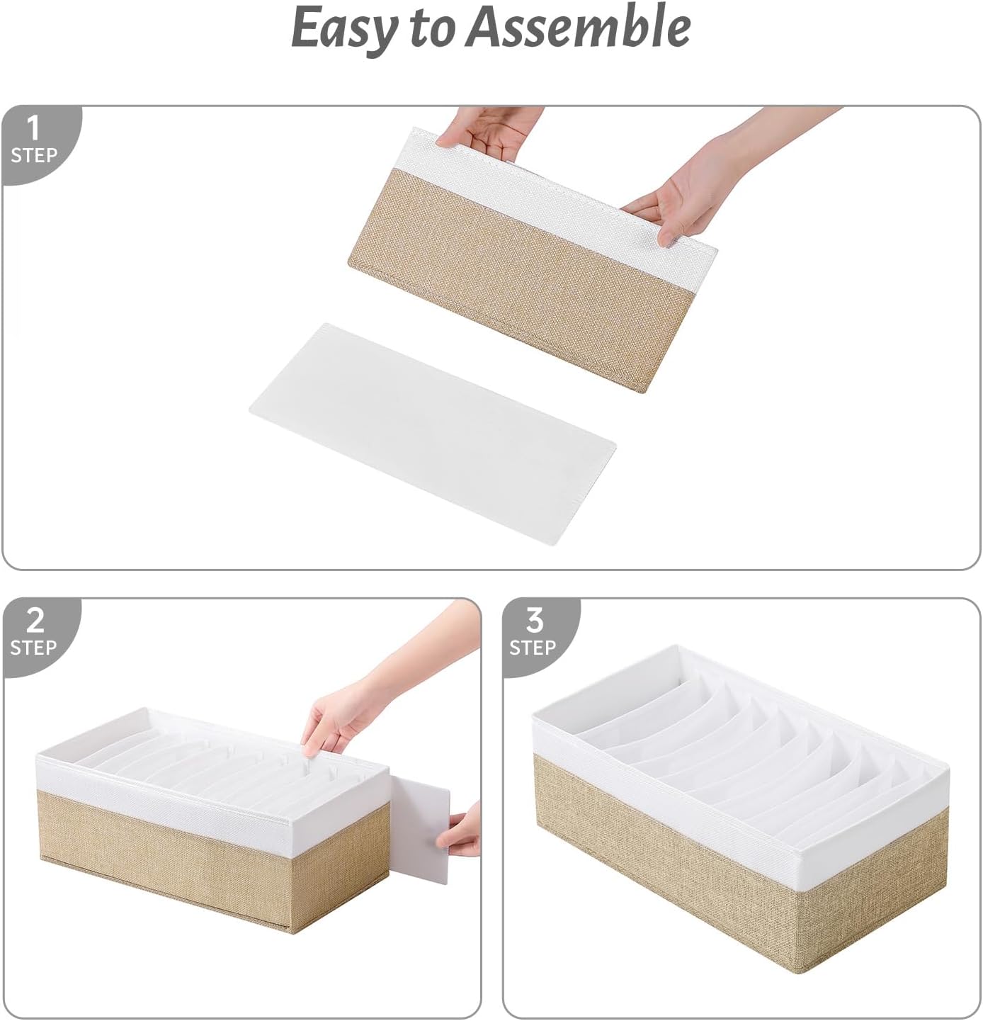 4 Packs T-shirt Drawer Organizers for Clothing,10 Grids Compartment Wardrobe Storage Box, Clothes