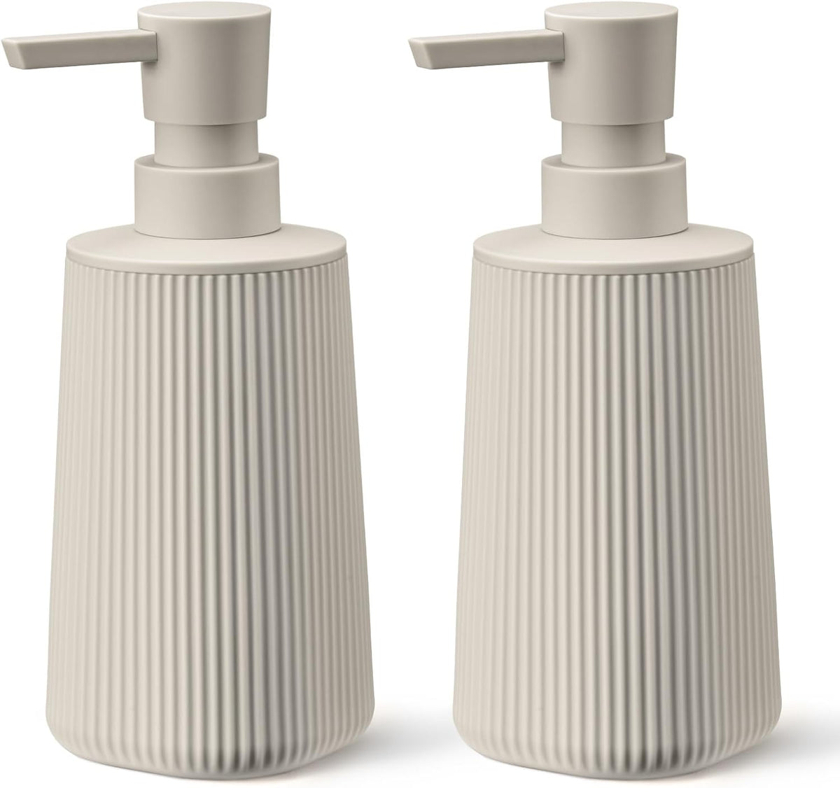 Beige 2 Pack Hand Soap Dispensers with No Rust Pump for Bathroom and Kitchen Countertops Refillable