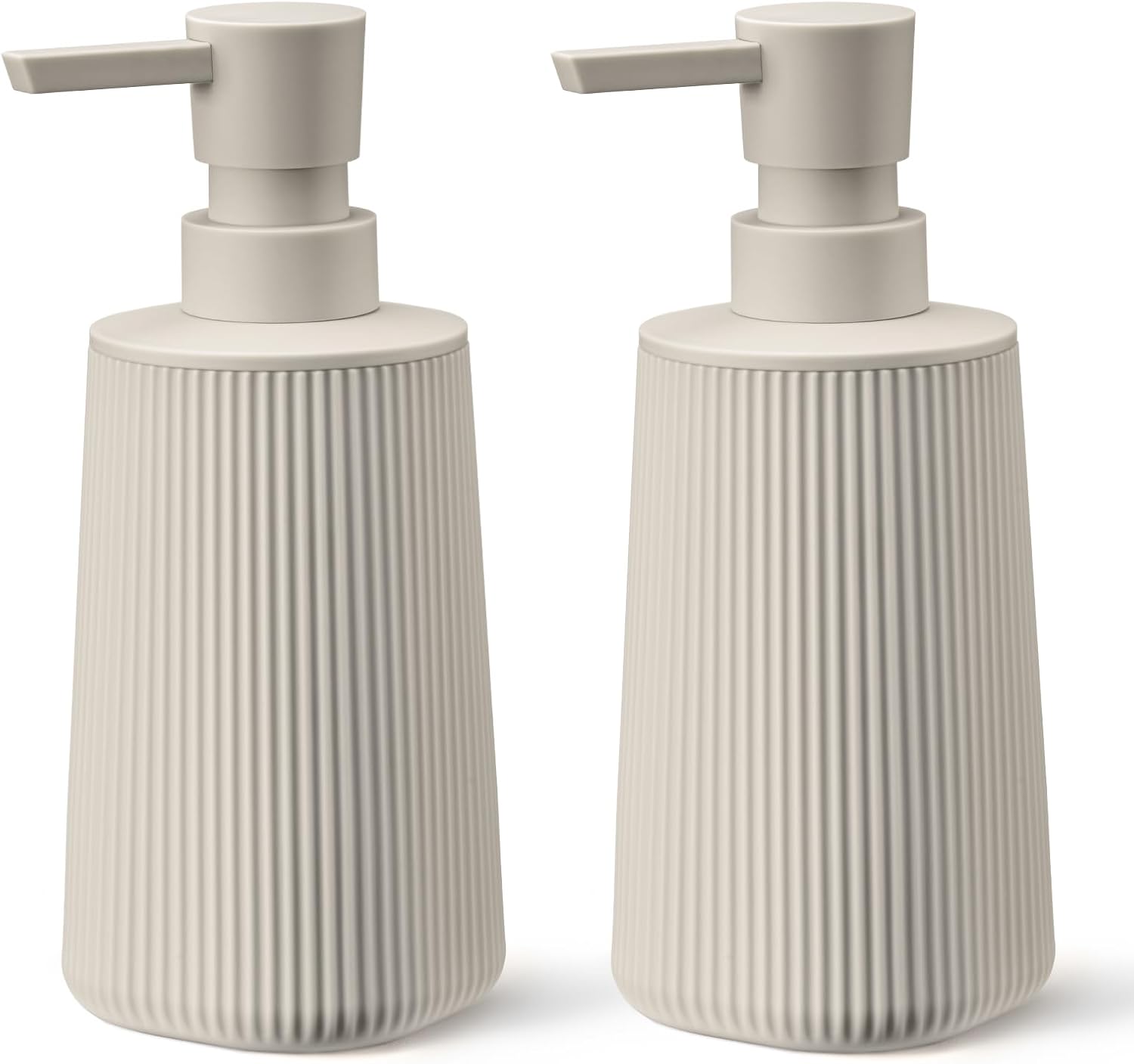 Beige 2 Pack Hand Soap Dispensers with No Rust Pump for Bathroom and Kitchen Countertops Refillable