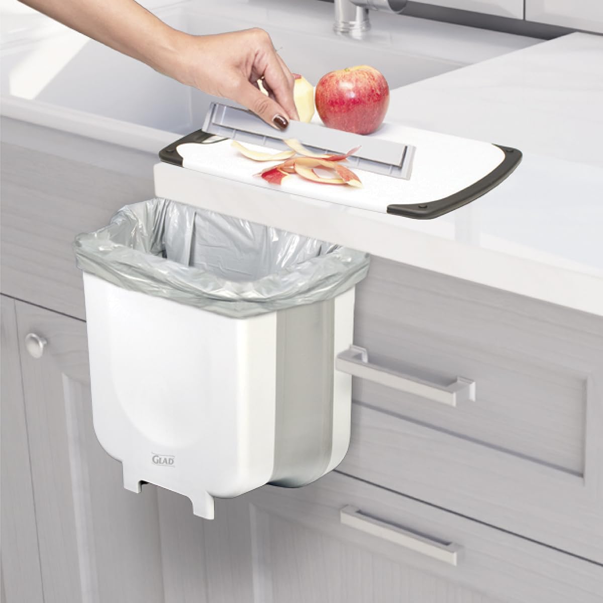 Glad Roomate Collapsible Waste Bin | Compact Travel Trash Can with Space-Saving Expandable Design |