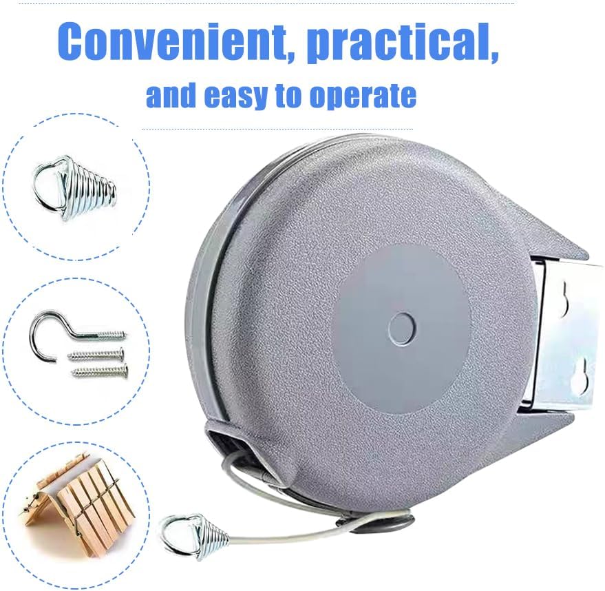 Retractable Clothesline Used to Outdoor，49 feet (15 Meters) PVC Line Retracting，Including 12 pcs