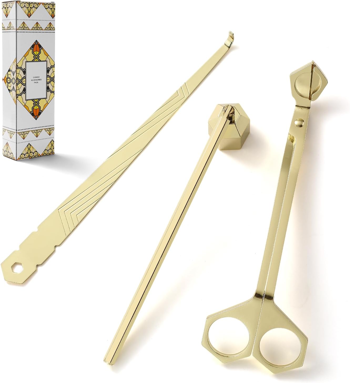 3-in-1 Candle Accessory Set, Wick Trimmer, Candle Snuffer, Wick Spoon, Stainless Steel Material