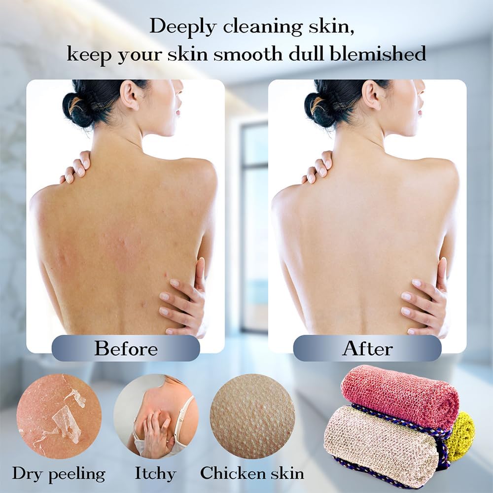 African Net Sponge with Handles 3 Pieces Long African Exfoliating Net Washcloth Bath Sponge Net
