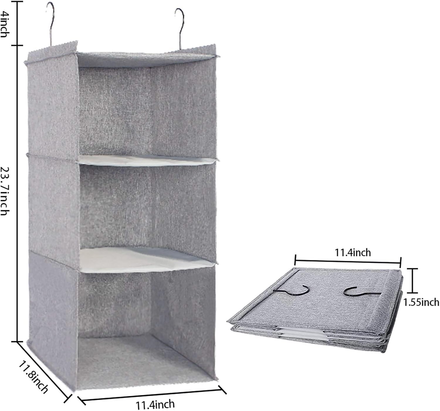 Hanging Closet Organizer, Easy Mount Collapsible 3-Shelf Camper Closet Wardrobe Hanging Storage