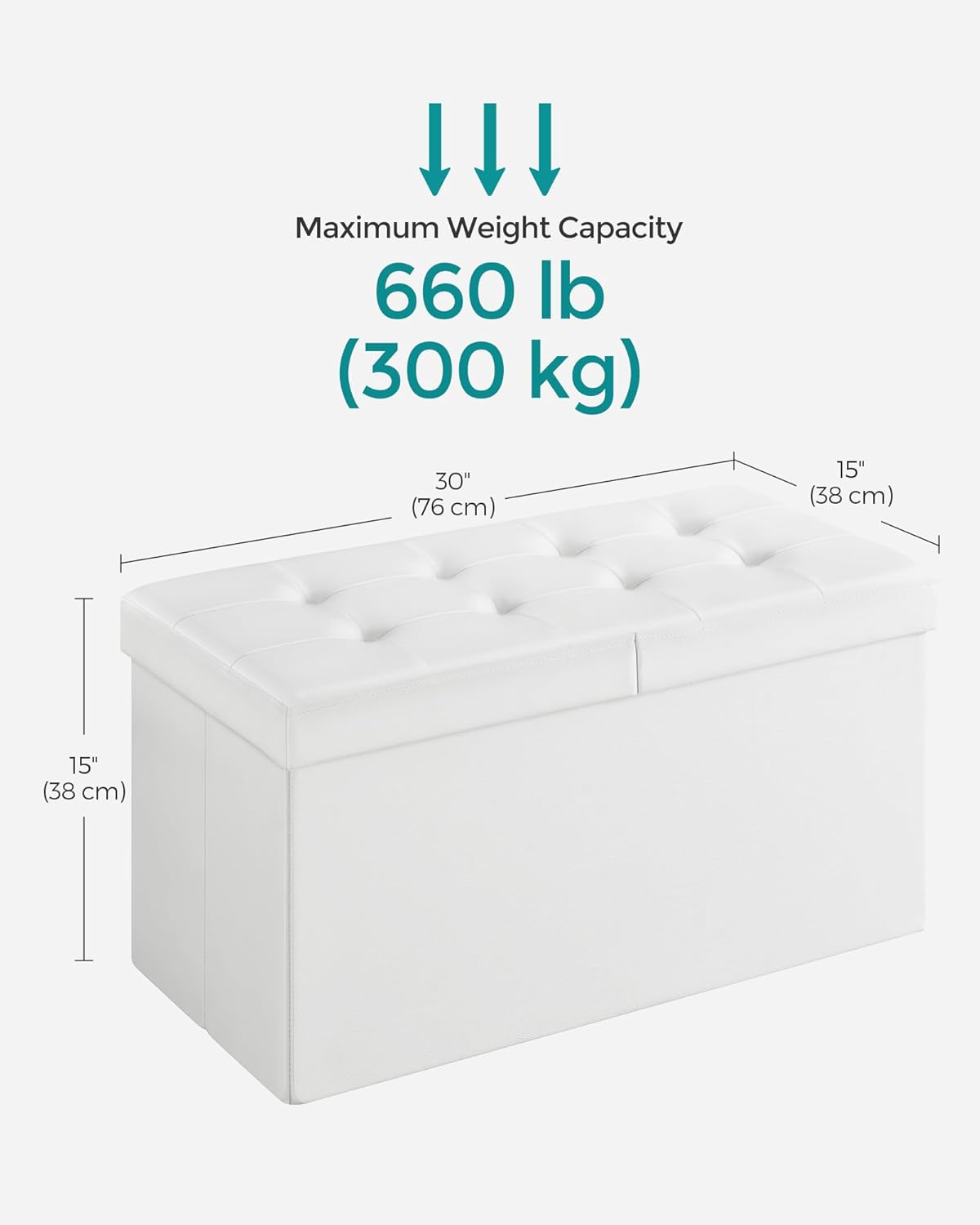 SONGMICS MAZIE Collection - 30 Inches Storage Ottoman Bench with Flipping Lid, Storage Chest