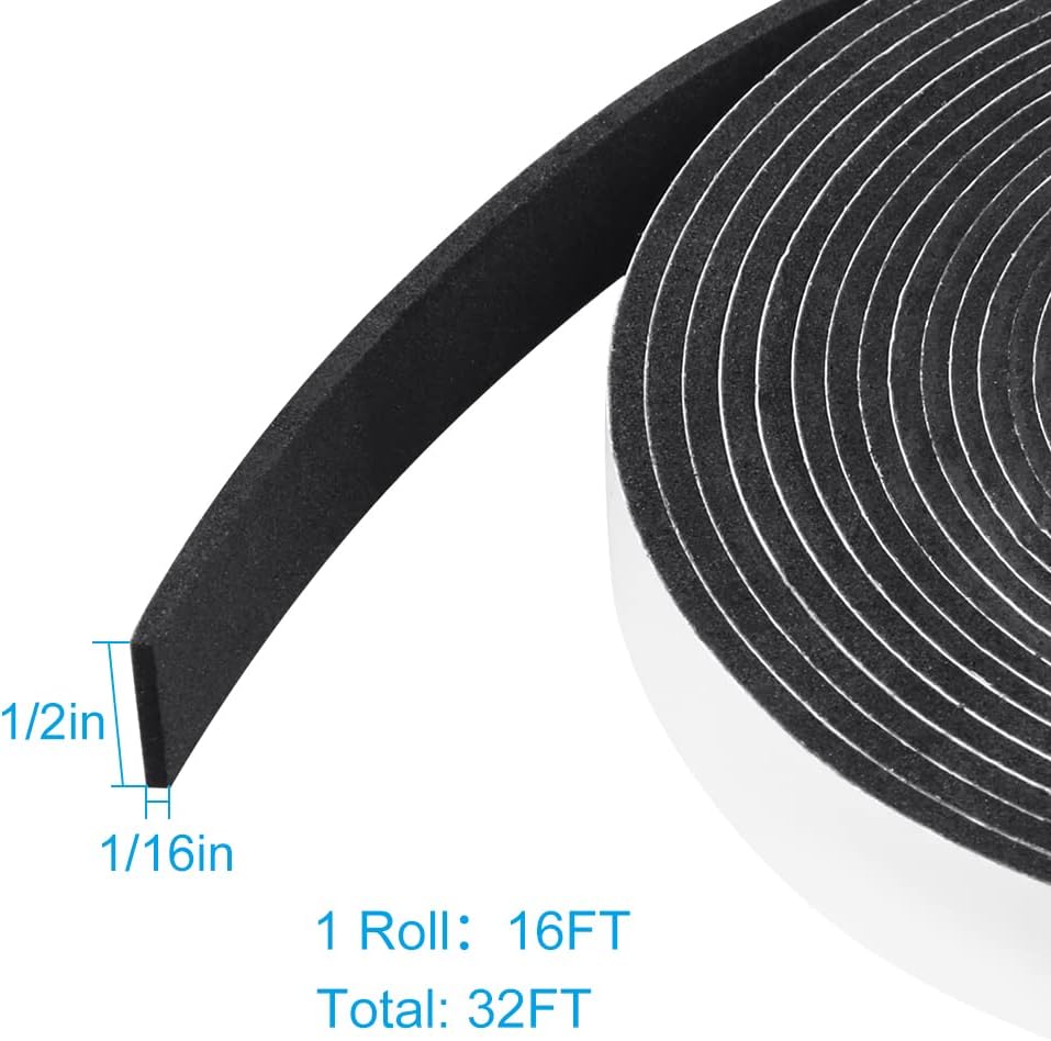 Seal Foam Tape,1/2 Inch W x 1/16 Inch T Weather Stripping for Door and Window, High Density Single