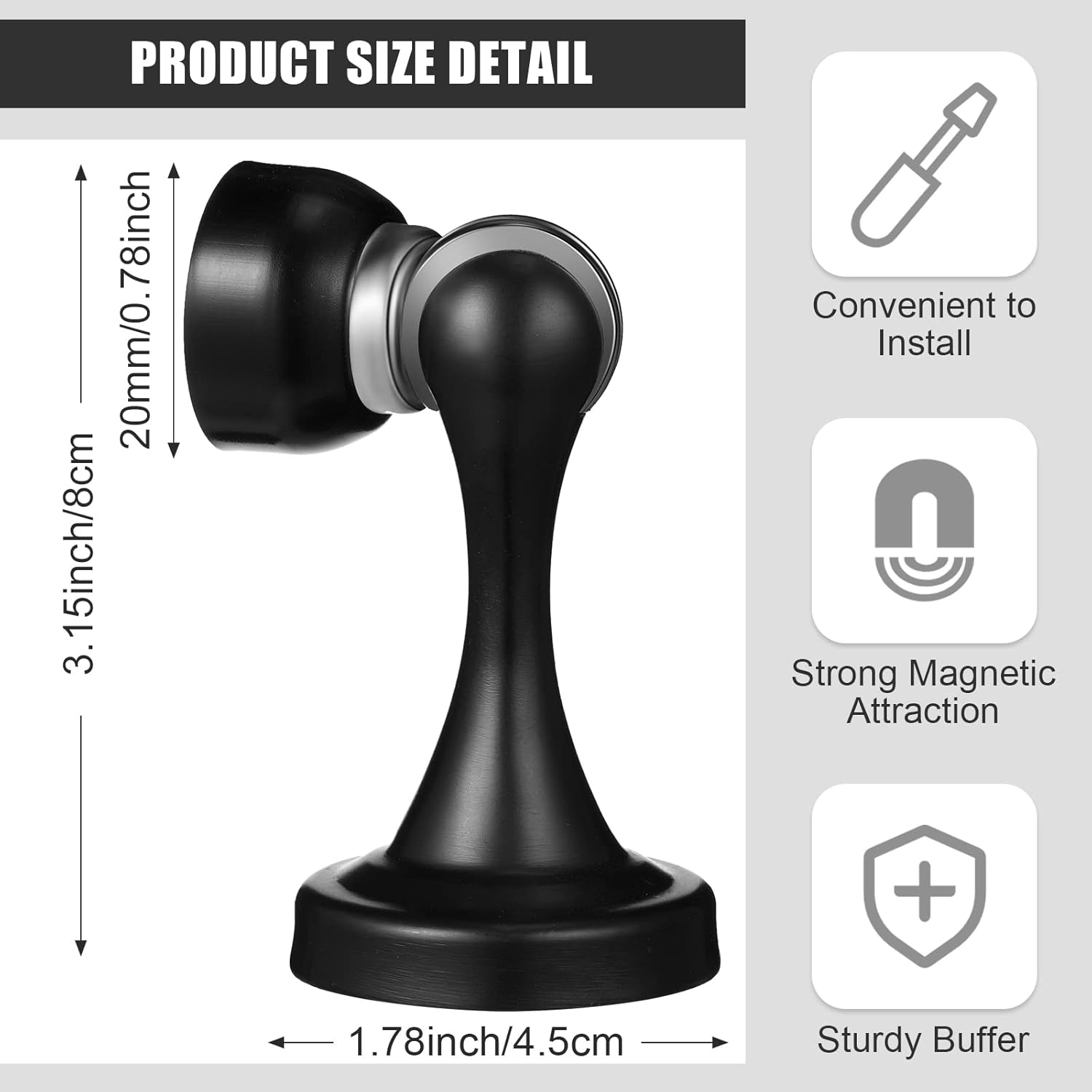 16 Pcs Magnetic Door Stoppers Stainless Steel Door Stops Magnetic Catch Holder with Screws for Wall