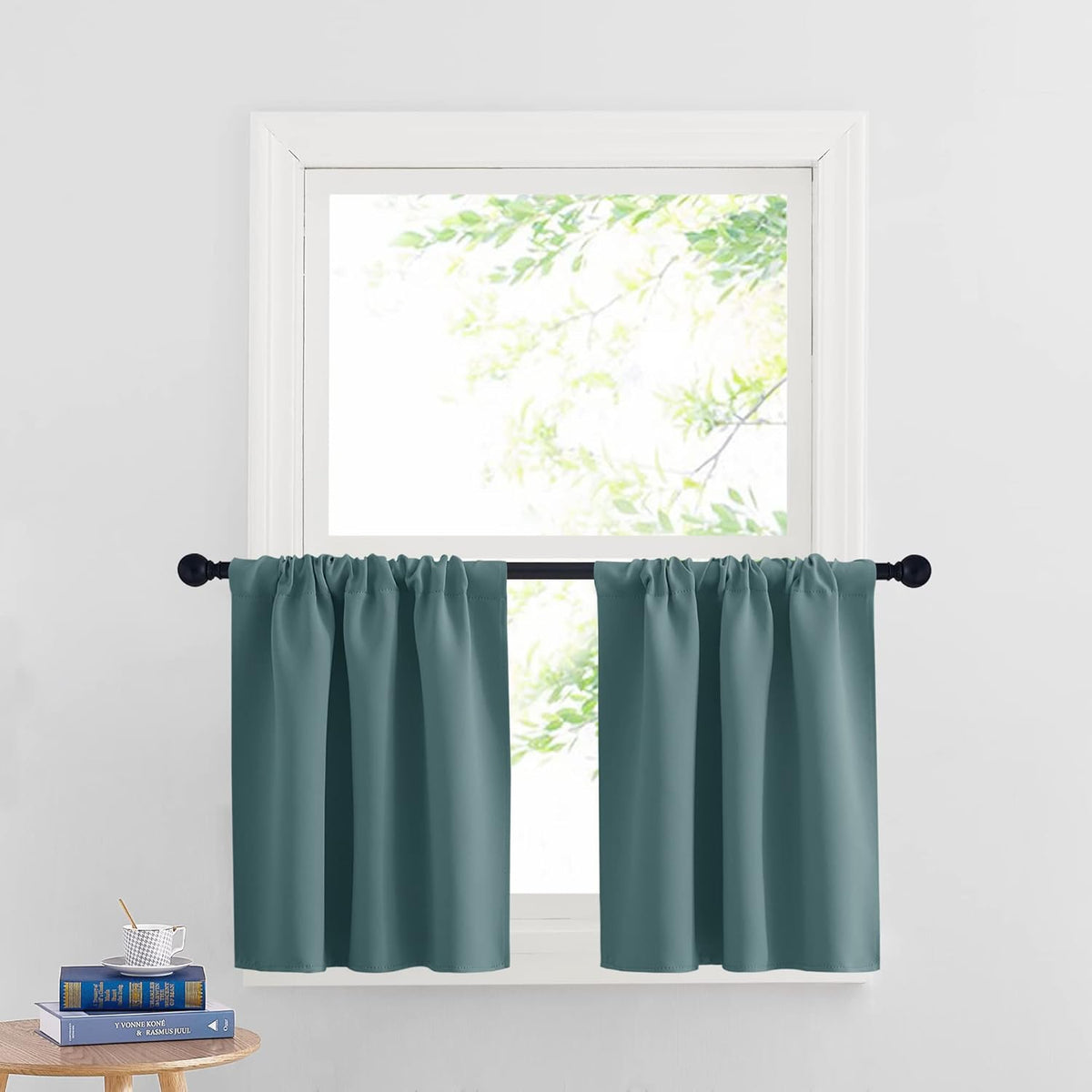RYB HOME Short Curtains for Window - Blackout Small Window Treatment Panels for Bedroom Bathroom