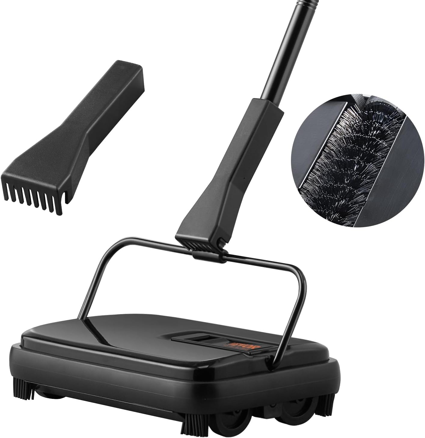 VEVOR Carpet Sweeper Manual, Floor Sweeper with 300 ml Dustbin Capacity Easy to Empty, for Home