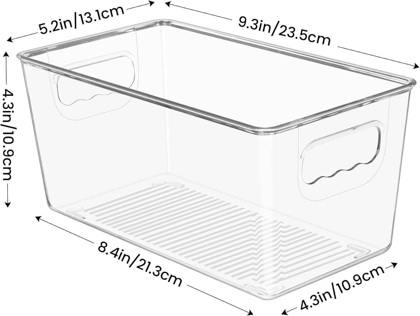 YIHONG Clear Plastic Storage Bins, 4 Pack Small Pantry Organizer Bins with Handle for Kitchen
