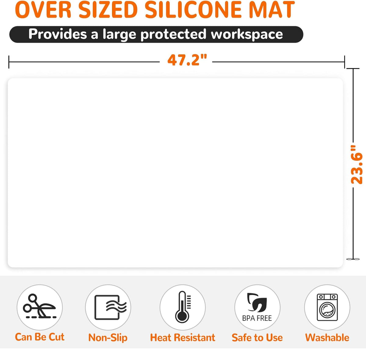Warome Silicone Mat,47"x 23" Silicone Mats for Kitchen Counter, Waterproof Heat Resistant Mat