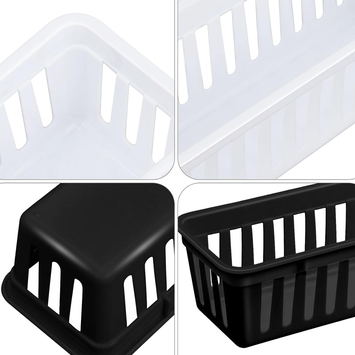 Domensi 12 Pack Slim Plastic Storage Baskets Tray for Organizing 10.25x3.25x2.5 Inch Small Narrow