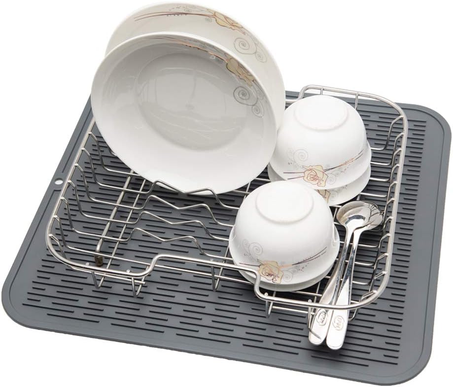 ZLR 2 Pcs Silicone Dish Drying Mats for Kitchen Counter, Eco-Friendly Fast Dry Dish Mat, Easy Clean