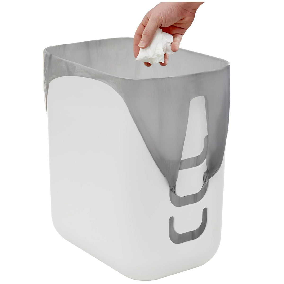 STORi Luup Bathroom Wastebasket, Secure Grocery Bags, Plastic Garbage Container for Vanity, Laundry
