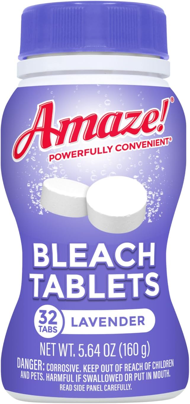 AMAZE Ultra Concentrated Bleach Tablets [32 tablets] - Lavender Scent - for Laundry, Toilet, and
