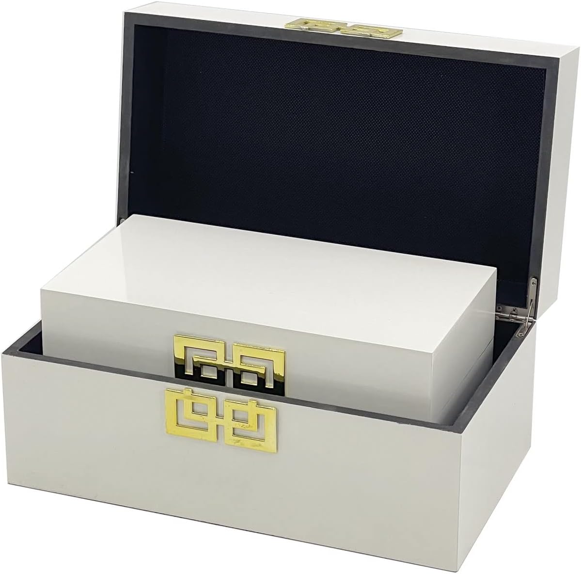 Galt International Large & Small Decorative Storage Box w/Hinged Lid - Classic Design Wood Decor