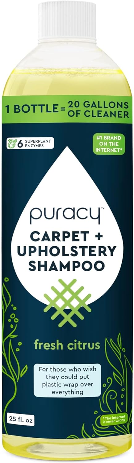 Puracy Professional Carpet Cleaner Machine Detergent, 4x Concentrated Upholstery Cleaner, Natural