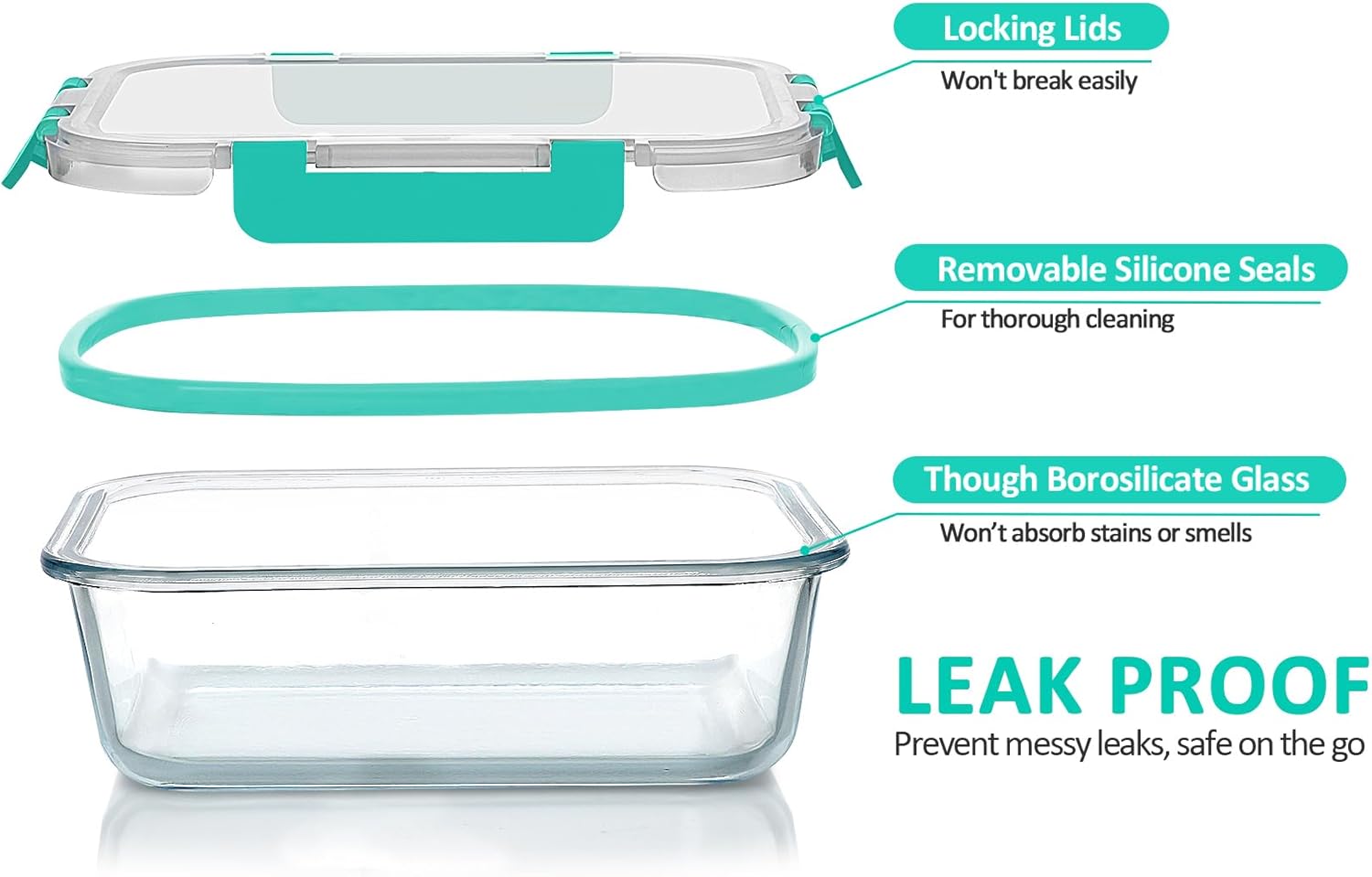 [80 oz & 36 oz]Extra Large Glass Food Storage/Baking Containers Set with Lids, 2 Pack 80 oz(10