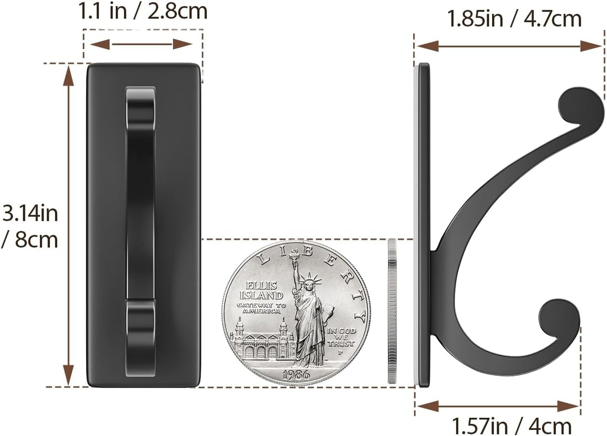 Adhesive Wall Hook for Towel/Coat - Extra Sticky 10LB Stainless, Stick on Hanger for Bath or