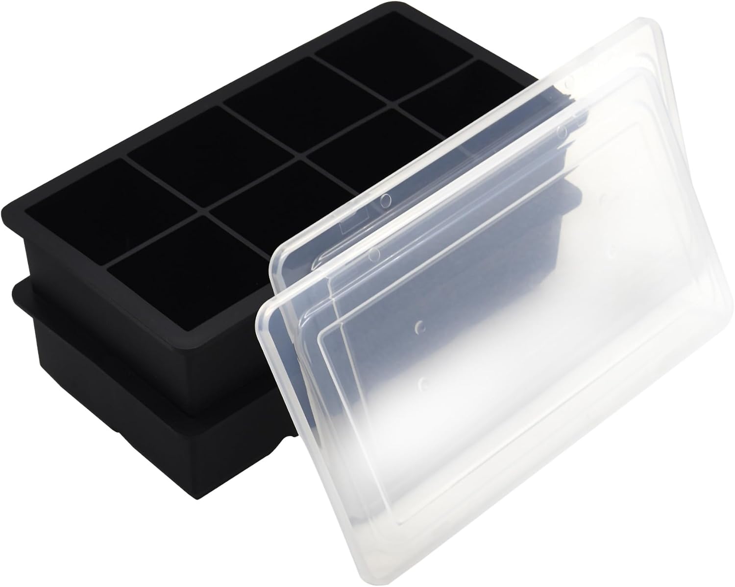 Bangp Large Ice Cube Tray for Whiskey,2 Pack Stackable Big Ice Cube Molds Make 16 Big Whiskey Ice