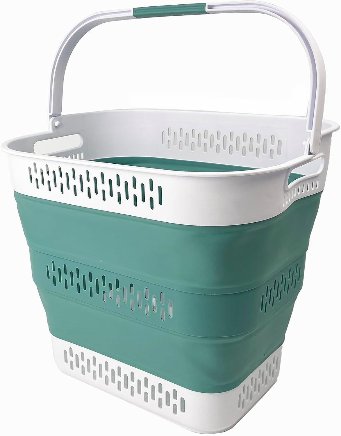 SAMMART 40L (10.5 Gallon) Collapsible Plastic Laundry Basket with Handles - Foldable Pop Up Storage