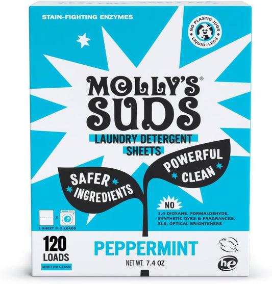 Molly’s Suds Laundry Detergent Sheets | Gentle on Sensitive Skin, Powerful Bio-Based Enzymes