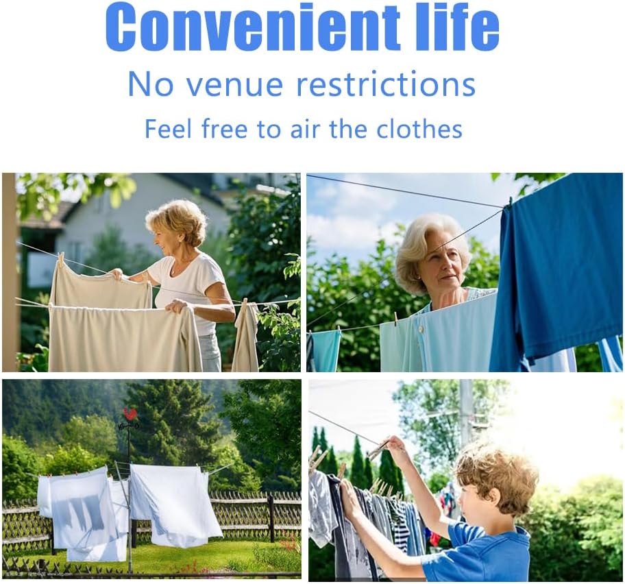 Retractable Clothesline Used to Outdoor，39 feet(12 Meters) PVC Line Retracting，Including 12 pcs
